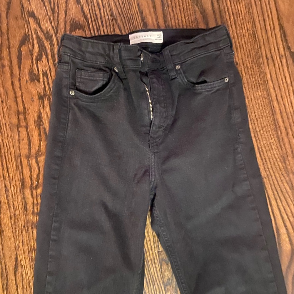 Topshop High Rise Boot Cut Black Women's Jeans
